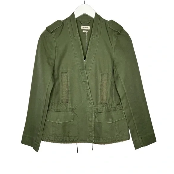 Zadig Voltaire Vedam Bis Skull Military Jacket Kaki Size S NEW Jackets & Coats